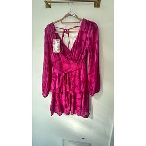 Band of the Free XS Fuchsia Pink Peplum Mini Dress Party Cocktail NWT